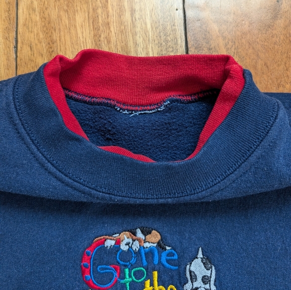 Vintage 90's Embroidered Dogs Crewneck (M) - Picture 4 of 6